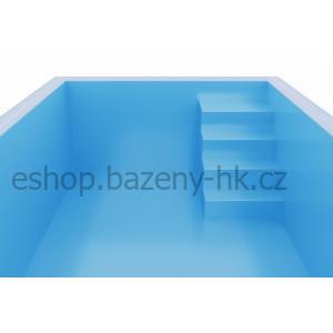 Schodiště obdélníkové v rohu - hloubka bazénu 1,2 m
