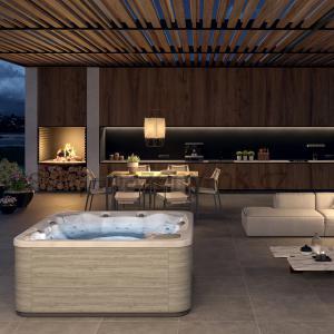 Řada ESSENTIAL - vířivý bazén SELECT E + obložení Graphite + pochromované trysky + termický kryt