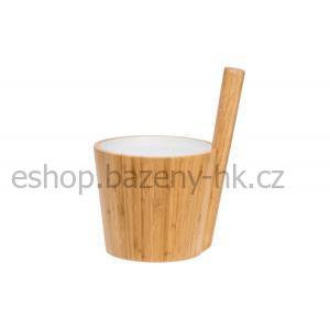 RENTO Saunový kbelík bambus s bílou výplní, 5l