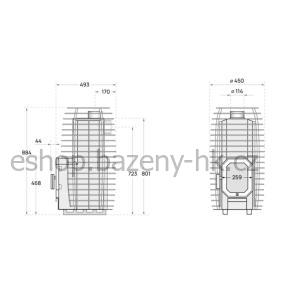 Saunová kamna HIVE FLOW Mini 9 kW na tuhá paliva