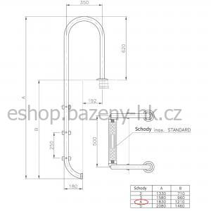 Bazénové schůdky CF (ÚZKÉ) pro zapuštěné bazény s hl. 150 cm