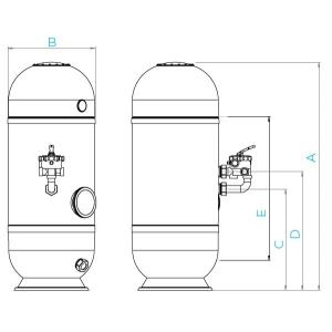 Filtrační nádoba BARENT (URSA MINOR II) d750, lože 1,0m, tryskový rozdělovač
