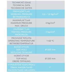 Filtrační nádoba BARENT (URSA MINOR II) d900, lože 1,0m, tryskový rozdělovač