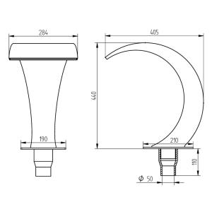 Vodní chrlič Had 280 AISI 316 mat DOMESTIC